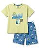 CUCUMBER Sinker Knit Half Sleeves Text & Sports Theme Printed T-Shirt & Shorts Set - Light Green