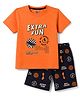 CUCUMBER Sinker Knit Half Sleeves Text Printed T-Shirt & Shorts Set - Orange