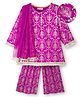 EARTHY TOUCH 100% Cotton Knit Full Sleeves Floral Printed Kurti & Palazzo Set With Dupatta - Purple