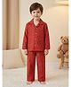 Rikidoos Cotton Woven Full Sleeve Shirt & Pyjama Night Suit With Catus Print - Red