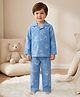 Rikidoos Cotton Woven Full Sleeve Shirt & Pyjama Night Suit With Sea Life Print -Light Blue