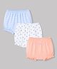 Honeyhap 100%Cotton Knit Bio Finish Striped Bloomers With Butterfly Print Pack of 3 - White Blue & Peach