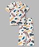 Ollypop Sinker Knit Half Sleeves Vehicles Printed Co-Ords Shirt & Pyjama Night Suit - Cream