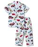 Ollypop Sinker Knit Half Sleeves Vehicles Printed Co-Ords Shirt & Pyjama Night Suit - Blue