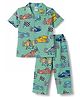 Ollypop Sinker Knit Half Sleeves Vehicles Printed Co-Ords Shirt & Pyjama Night Suit - Green