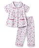 Ollypop Sinker Knit Half Sleeves Floral Printed Co-Ords Top & Pyjama Night Suit - Pink