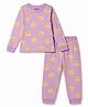 Primo Gino Cotton Knit Full Sleeves Co-Ords T-Shirt & Pajama Night Suit With Cake Print - Mauve