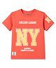 CUCUMBER Sinker Knit Half Sleeves Text Printed T-Shirt - Red
