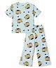 Primo Gino Cotton Knit Half Sleeves Co-Ords T-Shirt & Pajama Night Suit With Cake Print - Sky