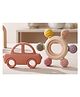 Kidcup Baby Teether with Wooden Ring & Car Shape Teether - Brown