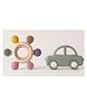 Kidcup Baby Teether with Wooden Ring & Car Shape Teether - Green