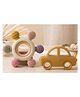 Kidcup Baby Teether with Wooden Ring & Car Shape Teether - Yellow