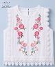 Arias by Lara Dutta 100% Cotton Woven Sleeveless Top with Floral Embroidery & Lace Detailing - White