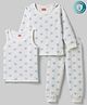 Babyhug Knit Full Sleeves Star Printed Thermal Wear Set with Vest - Off White