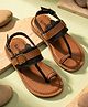 LIL PITAARA Colour Blocked  Buckle Closure Kolhapuri  Sandals - Brown