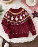 Mark & Mia Viscose Full Sleeves  Pullovers  With Christmas Jacquard Knit - Maroon