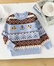 Mark & Mia Viscose Full Sleeves Pullovers With Geometric Design - Light Blue