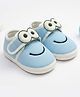 Baby Moo Face Applique Detailed Velcro Closure Anti Skid Booties - Blue