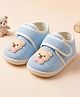 Baby Moo Teddy Bear Applique Detailed Velcro Closure Anti Skid Booties - Blue