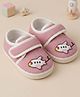 Baby Moo Aeroplane Applique Detailed Velcro Closure Booties - Pink