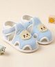 Baby Moo Lamb Applique Detailed Velcro Closure Anti Skid Booties - Blue