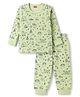 Babyhug Knit Full Sleeves Animal Printed Thermal Wear Set - Light Green