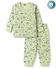 Babyhug Knit Full Sleeves Animal Printed Thermal Wear Set - Light Green