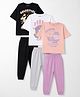 Primo Gino Cotton Knit Half Sleeves T-Shirts & Pyjama Night Suit With Text Print Pack of 3 - Multicolor