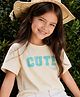 PURPLE UNITED KIDS Single Jersey Woven Half Sleeves Cute Text Printed Tee - Light Yellow