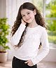 PURPLE UNITED KIDS Single Jersey Woven Full Sleeves Stones Embellished Bow Designed Tee - White