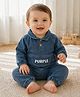PURPLE UNITED KIDS Denim Woven Full Sleeves Purple Text Printed Tee & Pants Set - Mid Blue