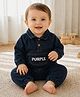 PURPLE UNITED KIDS Denim Woven Full Sleeves Purple Text Printed Tee & Pants Set - Dark Blue