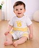 PURPLE UNITED KIDS Single Jersey Woven 15 Number Printed Tee & Shorts Set - Yellow