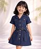 PURPLE UNITED KIDS Denim Woven Half Sleeves Solid Dress - Blue
