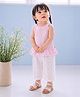 PURPLE UNITED KIDS Cotton Woven Sleeveless Lace Embellished Top & Pant Set - Light Pink & White