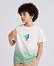 PURPLE UNITED KIDS Single Jersey  Woven Half Sleeves Brand Name Printed Ombre Tee - Green