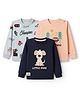 Mini Donuts Sinker Knit Full Sleeves T-Shirts with Puppy Adventure & Sports Print Pack of 3 - Light Peach Navy Blue & Grey