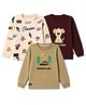 Mini Donuts Sinker Knit Full Sleeves T-Shirts with Puppy Adventure & Sports Print Pack of 3 - Maroon Olive Green & Peach
