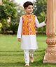 EARTHY TOUCH Cotton Woven Full Sleeves Floral Printed Kurta Pyjama Set With Jacket - Yellow