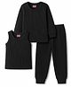 Babyhug Cotton Knit Full Sleeves Solid Pullover Vest & Leggings Thermal Inner Wear Set - Dark Grey