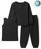 Babyhug Cotton Knit Full Sleeves Solid Pullover Vest & Leggings Thermal Inner Wear Set - Dark Grey
