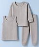 Babyhug Cotton Knit Full Sleeves Solid Pullover Vest & Leggings Thermal Inner Wear Set - Light Grey