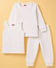 Babyhug Full Sleeves Pullover Solid Dyed Thermal Inner Wear Set with Vest - White