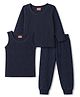 Babyhug Full Sleeves Pullover Solid Dyed Thermal Inner Wear Set with Vest - Navy