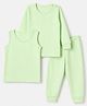 Babyhug Cotton Mix Knit Full Sleeves Pullover, Vest & Pant Thermal Set - Light Green
