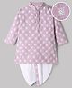 EARTHY TOUCH Georgette Woven Full Sleeves Floral Embroidered Kurta Dhoti Set - Lavender