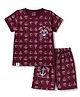 CUCUMBER Sinker Knit Half Sleeves Nautical Theme Printed Co-Ords T-Shirt & Shorts Set - Maroon