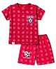 CUCUMBER Sinker Knit Half Sleeves Sports Theme Printed T-Shirt & Shorts Set - Red