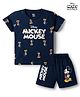 CUCUMBER Sinker Knit Half Sleeves T-Shirt & Shorts Set With Mickey Mouse Graphic - Navy Blue