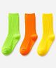 Little Surprise Box Knit Pack Of 3 Ribbed Socks - Fluorescent Green Orange & Yellow